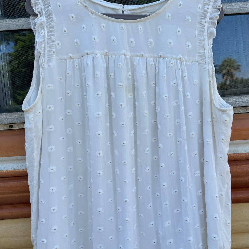 Ann Taylor White Sleeveless Blouse